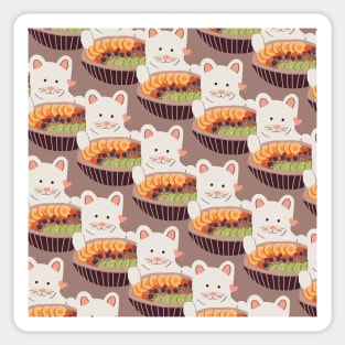 Cat with Acai Berry Smoothie Superfood Bowl - Cat Patterns Sticker